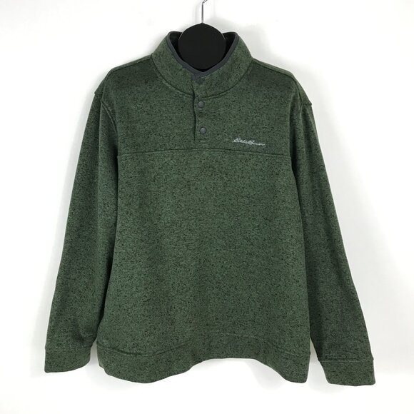 Eddie Bauer Radiator Fleece Snap Mock Pullover Men's XL Green Winter Outdoor - Picture 1 of 13